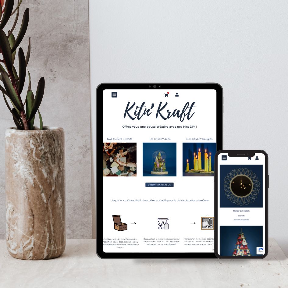 Mockup du site web Kitn'kraft. boutique en ligne